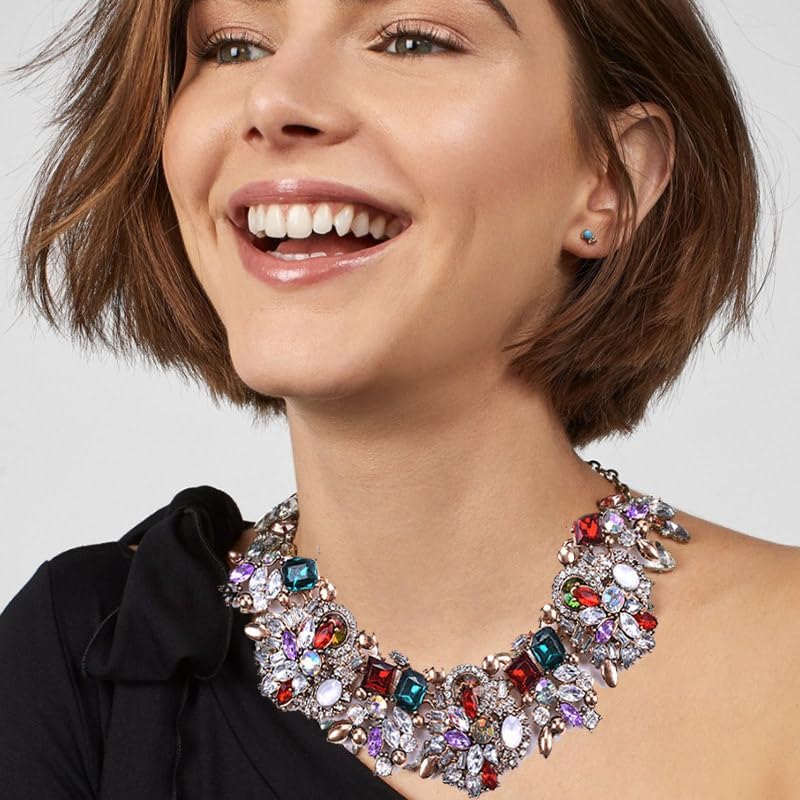 Zthread Bib Statement Necklace Colorful Glass Crystal Collar Choker Necklace for Women Fashion Accessories - Image 2